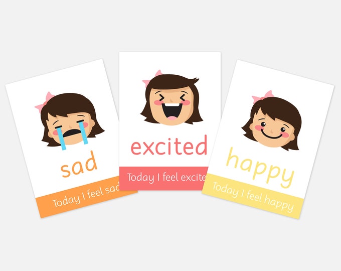 Girls Emotions & Feelings Flashcards, Educational Learning Resources