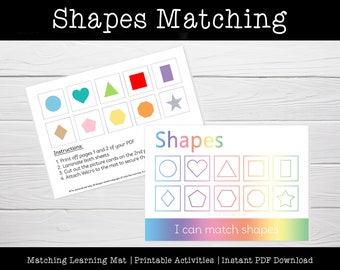 PRINTABLE Shape Matching Learning Mat - STAGE 1 | Homeschooling Learning Resources for Kids, Montessori Pre-School & Reception Activities,