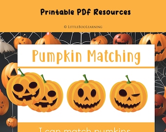Pumpkin Face Matching Game | Halloween Printable Activity (PDF Pattern)