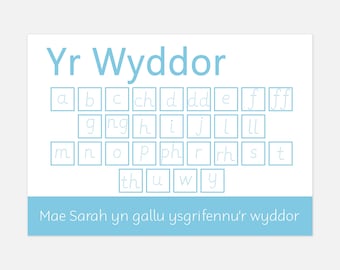 Welsh Alphabet Learning Mat: Wipe Clean, Personalized