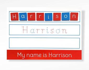 Personalized Name Learning Mat: Montessori Colors, Handwriting Practice