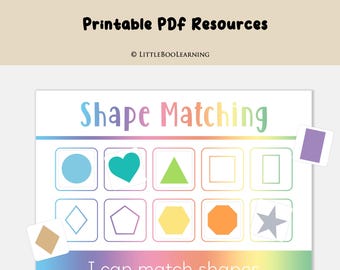 Shape Matching Learning Mat: Preschool Printable Activity (PDF Download)