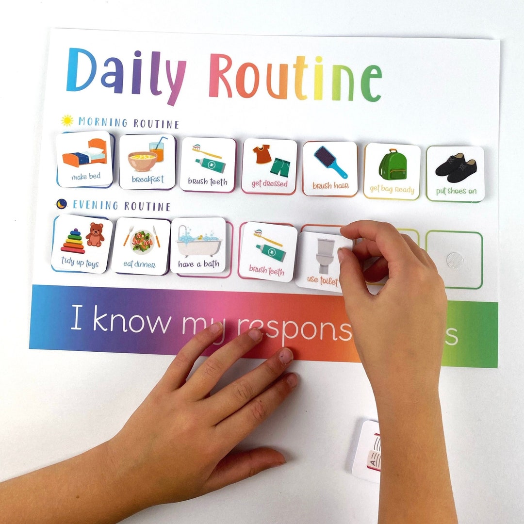 Buy Kids Daily Routine Chart: Morning Evening Visual Aid Online