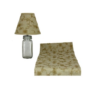 Antique Clear Mason Jar Accent Lamp with Candlewick Clip-on Lamp Shade and Matching Runner