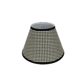 Black and Cream Gingham Quilted Lampshade – Clip-On Fitter, Farmhouse Mini Lamp Shade