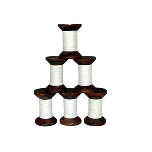 Set of 90 Vintage White Spools Collection Thread Wooden Spools