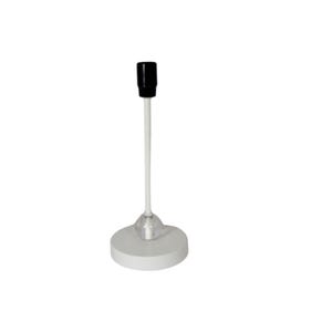 May include: A white lamp holder with a black socket. The lamp holder has a round base and a slender stem. The design is simple and modern, suitable for various interior styles. The lamp holder is designed to hold a light bulb.