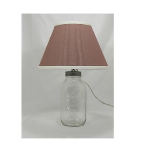 Half Gallon Clear Mason Jar with Red and White Check Clip-On Lamp Shade