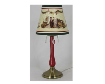 Red Accent Lamp with Vintage Santa Paper Lamp Shade