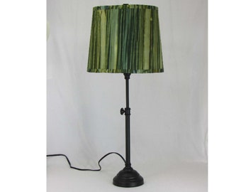 Black Adjustable Table Lamp with Army Green  Hand dyed Shade