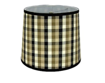 Tan and Black Buffalo Plaid Lampshade – Spider Washer Fitter, Rustic Farmhouse Lamp Shade