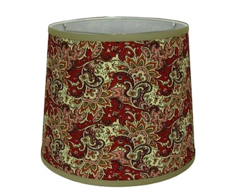 Red Paisley Drum Lamp Shade
