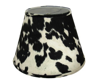 Black Faux Cowhide Washer Empire Lamp Shade