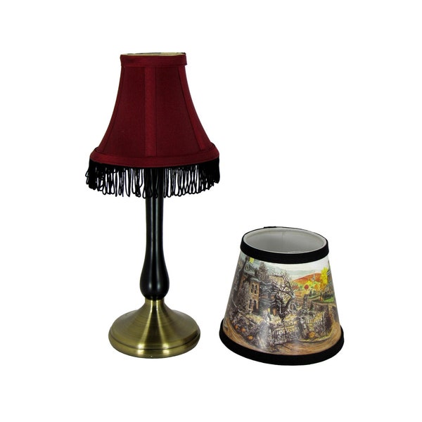 Black Accent Lamp with 2 Candelabra Clip on Lamp Shades