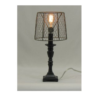 Gray Accent Lamp with Wire Lamp Shade