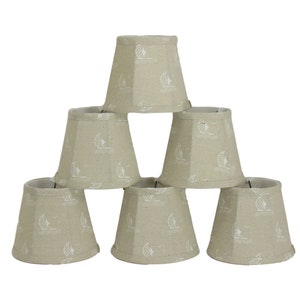 6&quot; Boat on Natural Linen Shade, Set of 6