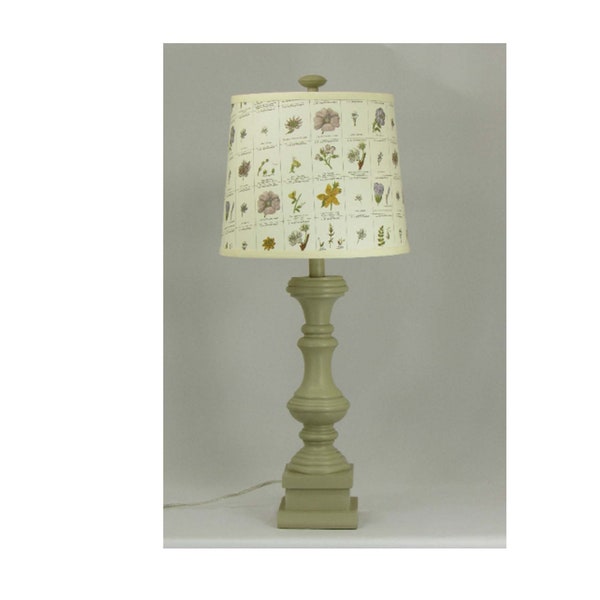 Buttermilk Spindle Table Lamp with Floral Shade