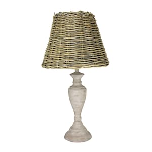 Rustic Metal Table Lamp with Rattan Lamp Shade