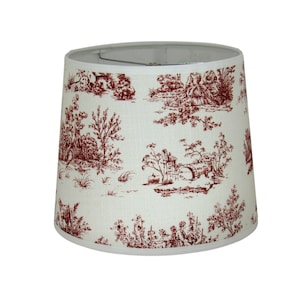 Red Toile Print Lamp Shade