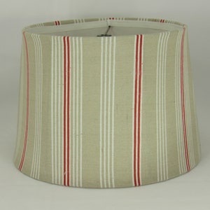 13&quot; Beige with Red and White Stripe Lamp Shade