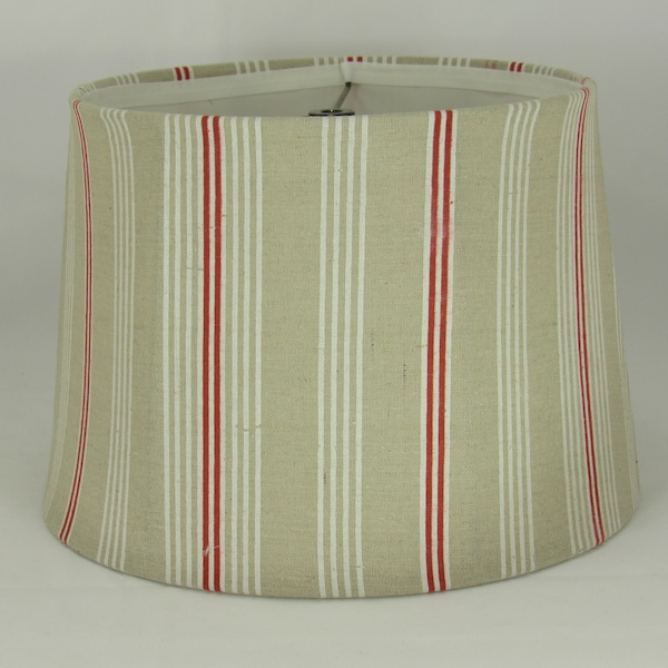 13" Beige with Red and White Stripe Lamp Shade