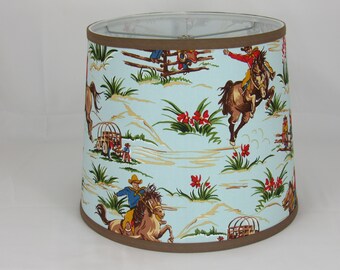 Western Themed Print Shade Etsy