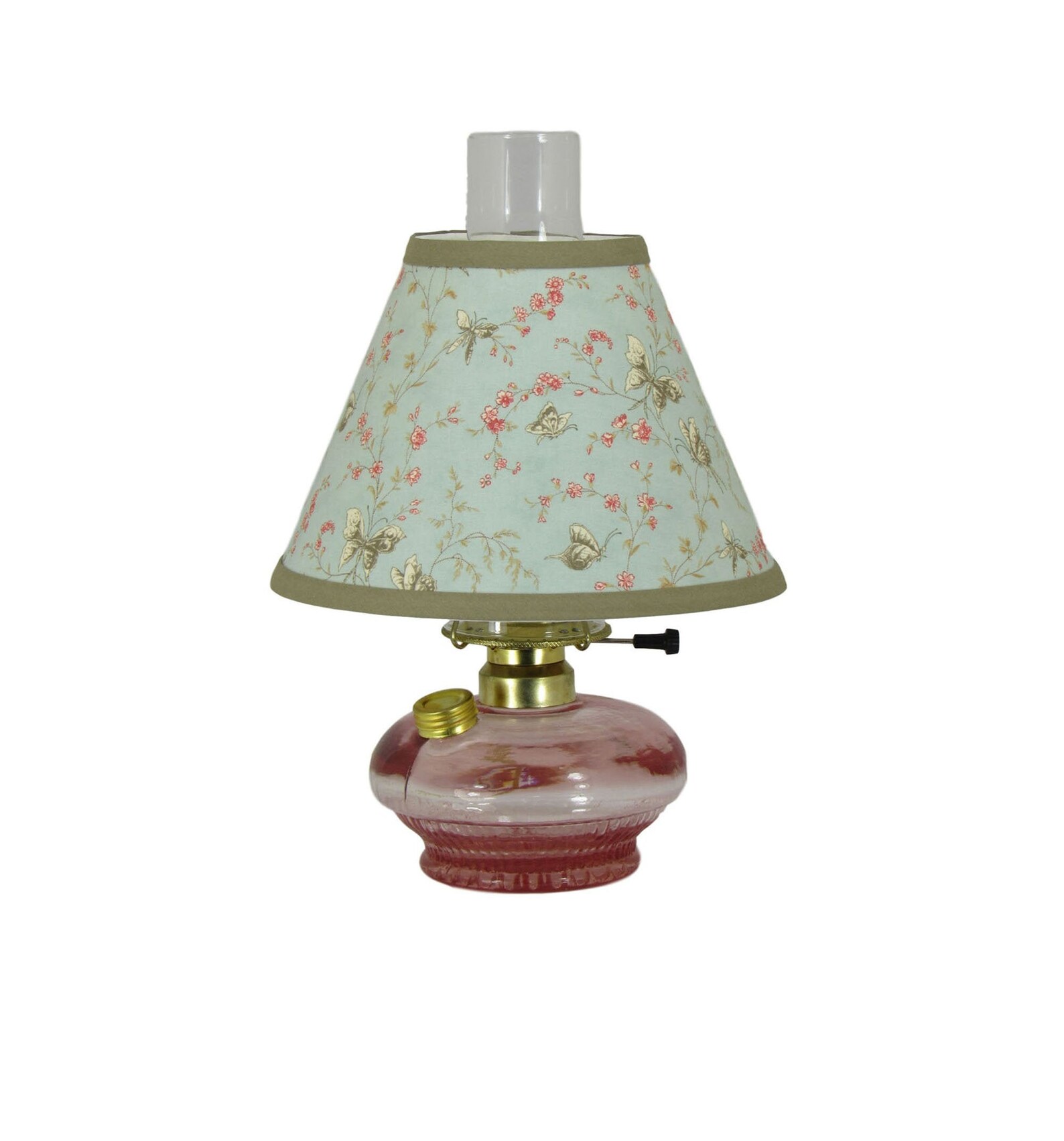 Pink Glass Oil Lamp with Butterfly Pattern Chimney Shade Etsy