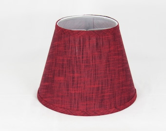 Red  Textured Linen Clip-On Lamp Shade