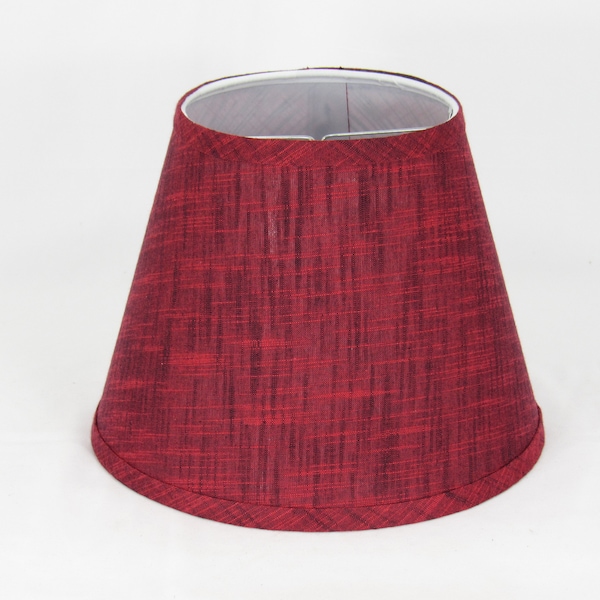 Red  Textured Linen Clip-On Lamp Shade