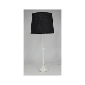 White Adjustable Table Lamp with Black Textured Lamp Shade