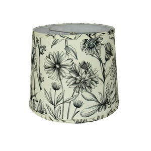 Vintage Floral Lamp Shade – Black Botanical Print Drum Shade with Spider Fitter