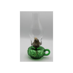 Early Antique Small Green Bullseye Finger Oil Lamp