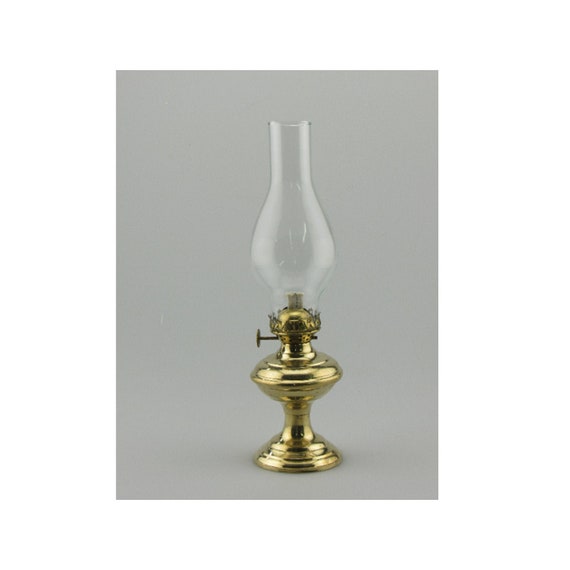 Small Brass Oil Lamp with Chimney