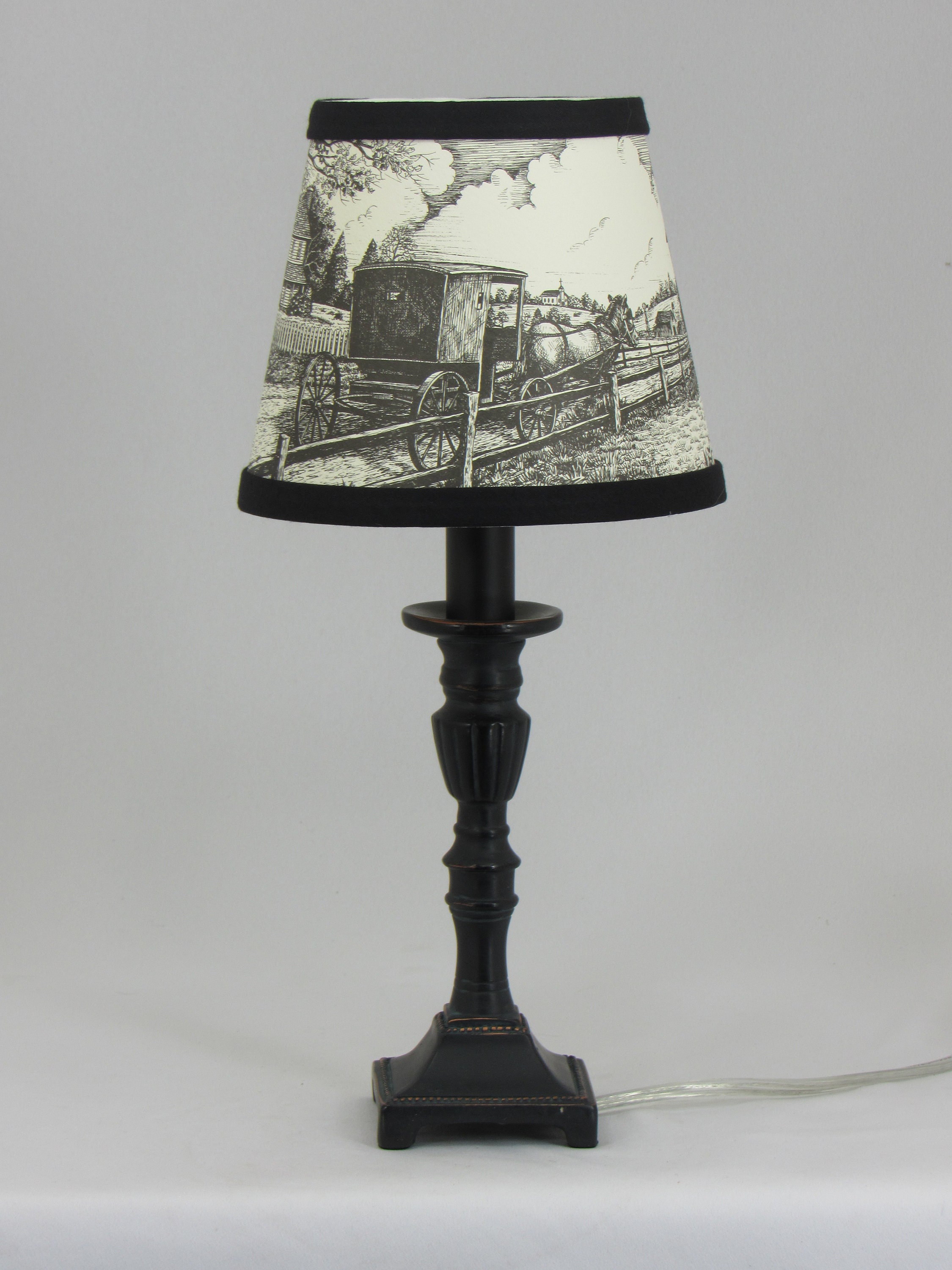 Black Accent Lamp with Black Toile Shade Etsy