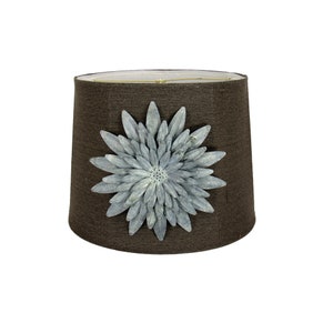 Gray Textured Lamp Shade with Large Flower