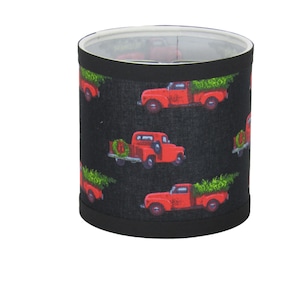 Red Truck on Black Lamp Shade