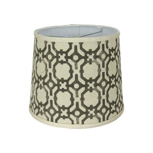 Modern Geometric Drum Lamp Shade – Neutral Tan and Gray Pattern with Spider Washer Fitting for Table or Floor Lamps