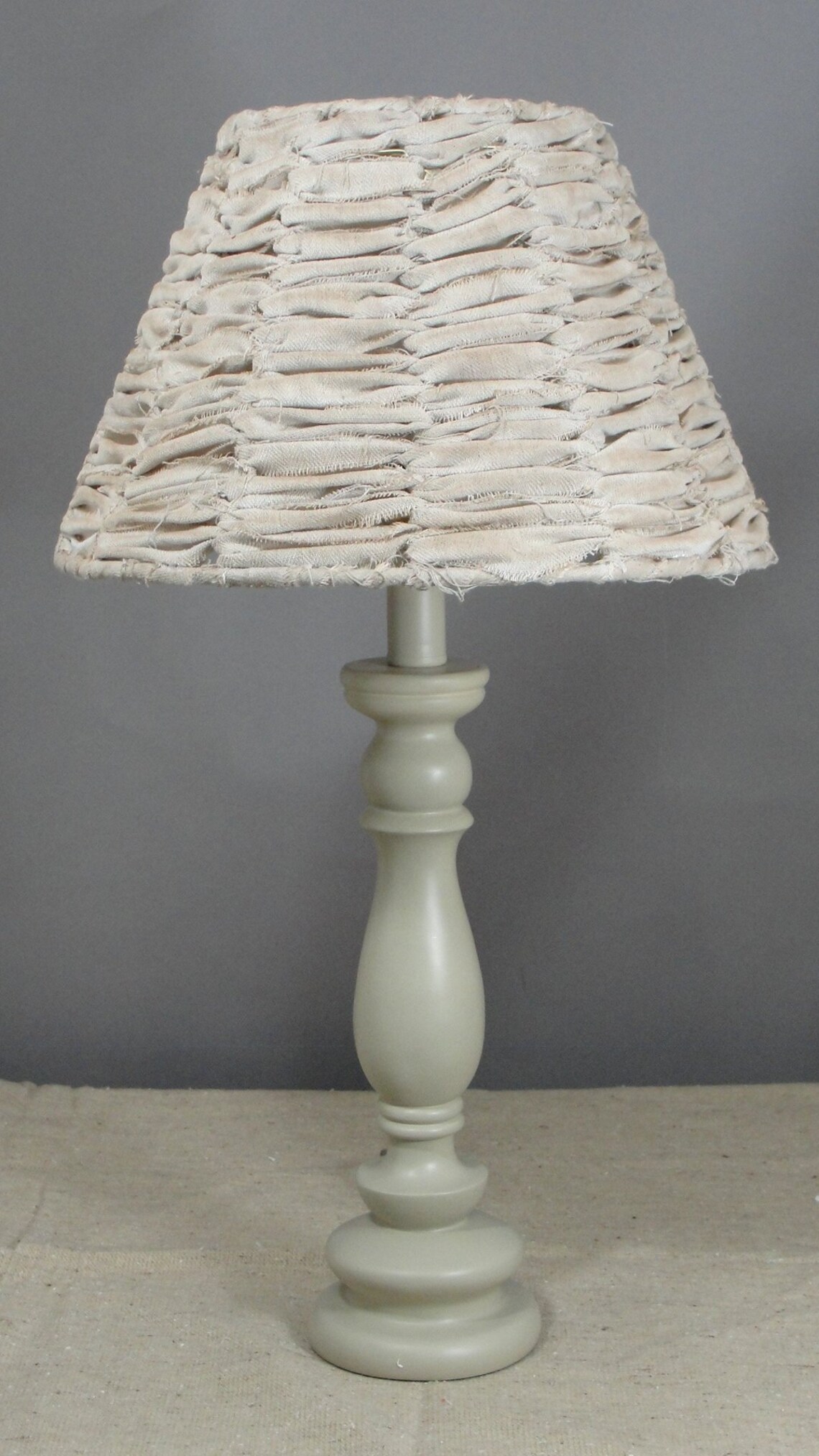 Buttermilk Spindle Accent Lamp with Tea Stained Rag Shade Etsy