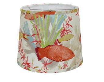 Tropical Fish Drum Lamp Shade – Underwater Ocean Coral Reef Design, Spider Washer Fitter