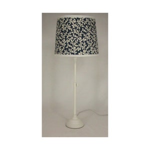 White Adjustable Table Lamp with Coral on Blue Lamp Shade