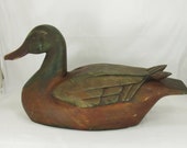 Large Hand Carved Wooden Duck Decoy
