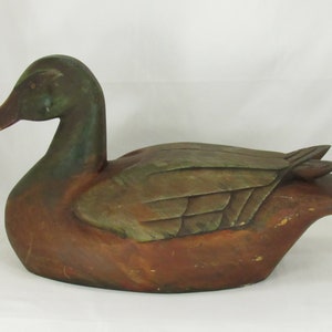 Large Hand Carved Wooden Duck Decoy