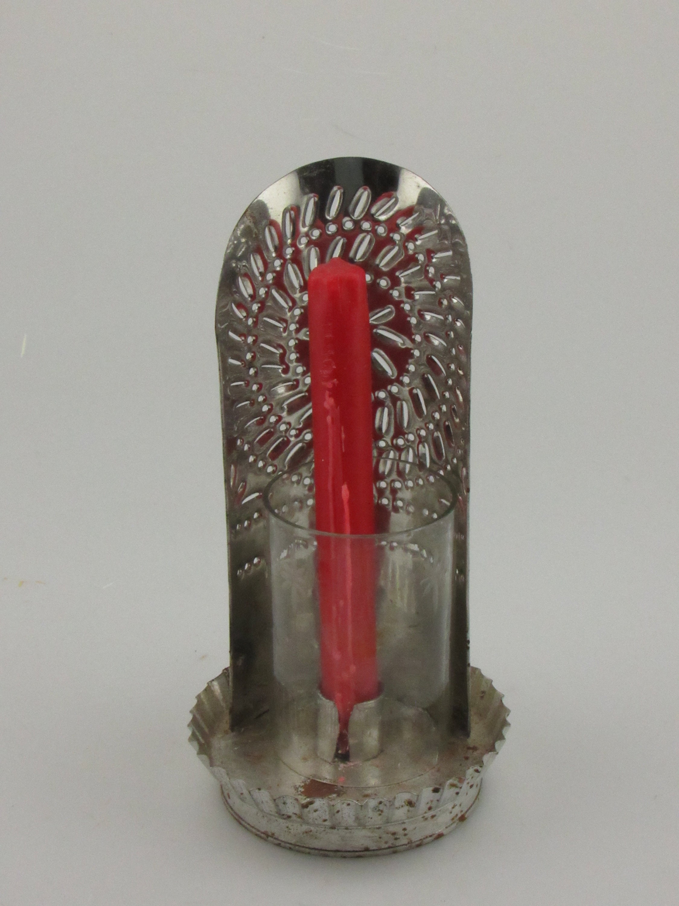Vintage Punched Tin Candle Holder Etsy