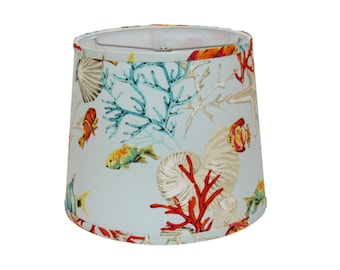 Paralume a tamburo con corallo costiero e conchiglie – Ocean Marine Life Design, Spider Washer Fitter