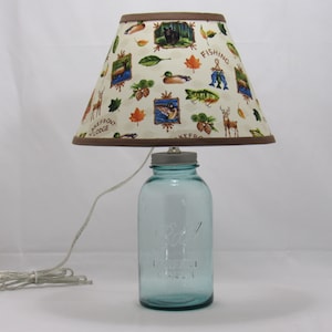 Aqua Quart Mason Jar Lamp with Lodge  Shade