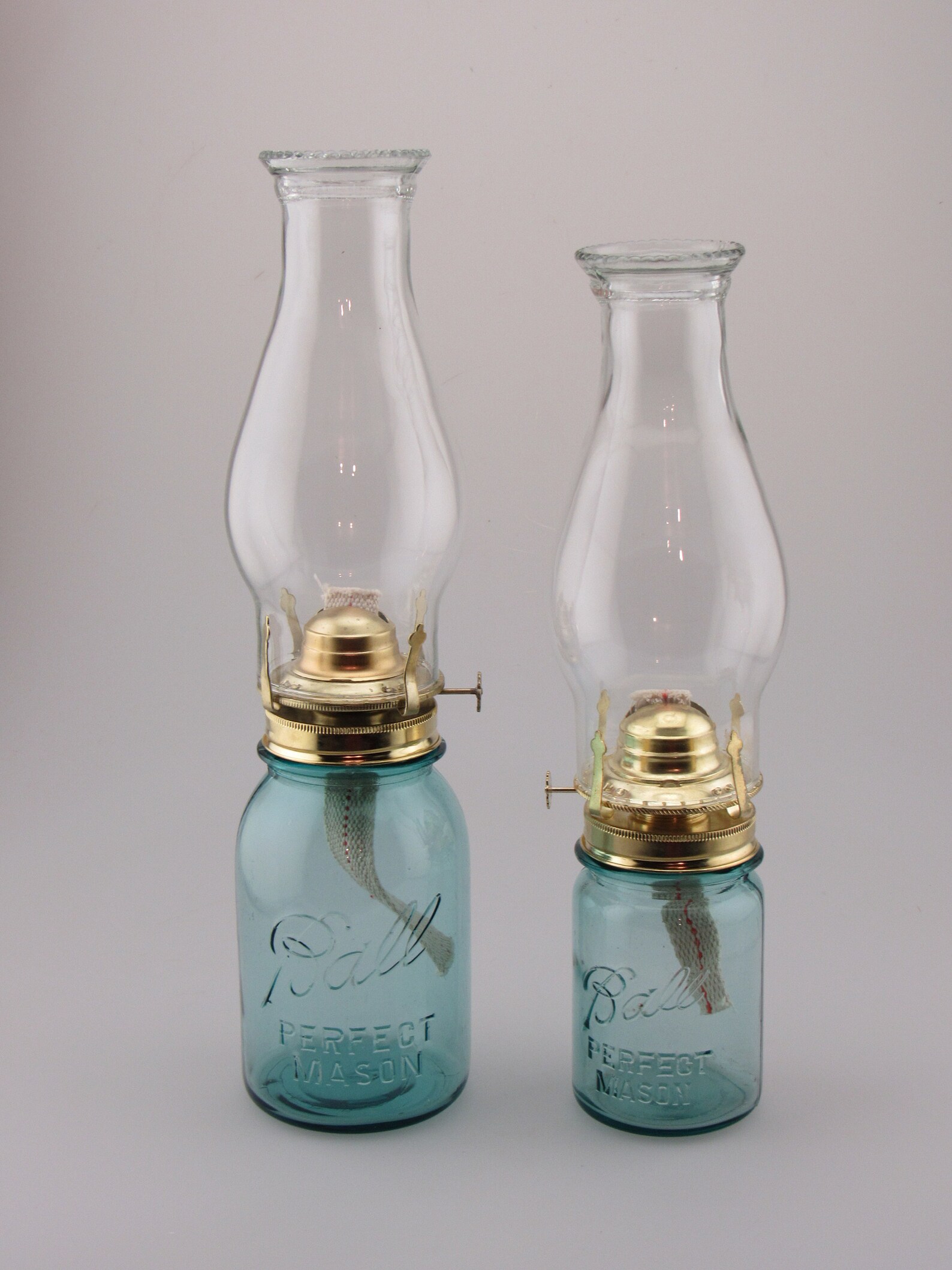 Aqua Mason Jar Oil Lamp Quart or Pint Available Etsy