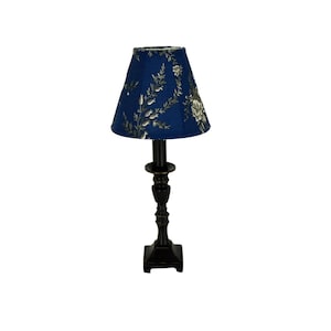 Black Accent Lamp with Gray Floral on Navy Chandelier Clip-on Lamp Shade