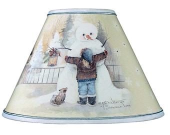 Set of 2, 12&quot; Snowman Love Shade Chimney Lamp Shade with clip adapter