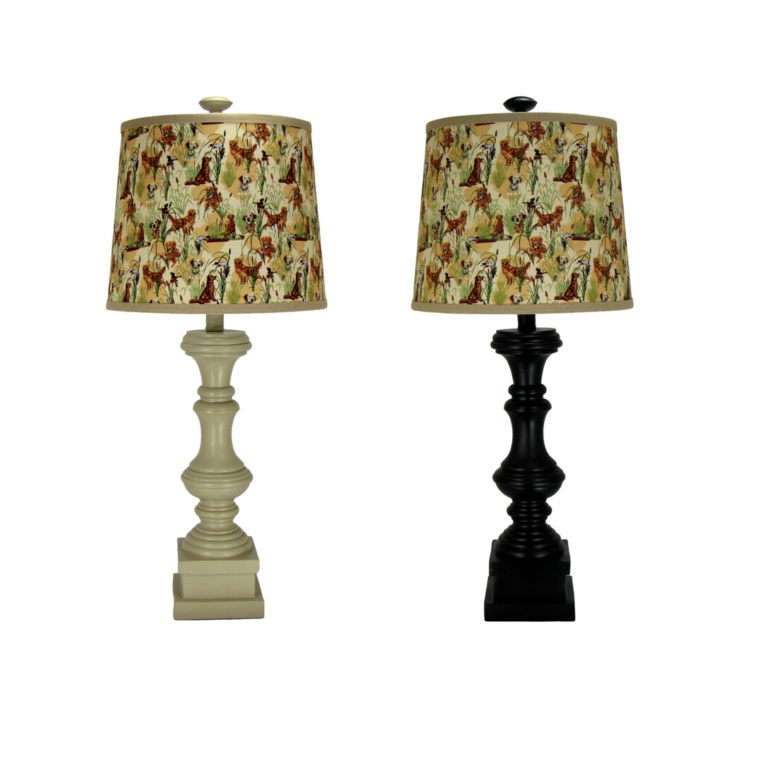 Buttermilk or Black Spindle Table Lamp With Hunting Dogs Lamp Etsy