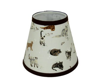 Cat Print Lampshade – Clip-On Tapered Shade for Kids Room, Nursery, or Cat Lover Decor